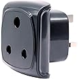 GOMMLE South African Large Plug Type M Adapter Convert to 3-pin Type G UAE/KSA/UK Socket, Grounded, 13A Fuse with Safety Shutter (Black * 1 Piece)
