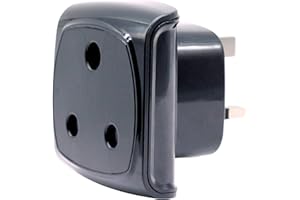 DENTJET South Africa 3-pin Large Plug Type M Adapter Convert to 3-pin UK Socket, BS 8546 Approved, 13A Fuse with Safety Shutter (1 Piece, Black)