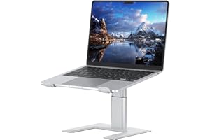 ALASHI Stojak na laptopa na biurko, stojak komputerowy z regulowaną wysokością, ergonomiczny stojak na laptopa, aluminiowy metalowy uchwyt kompatybilny z notebookiem 10 do 17,3 cala, srebrny
