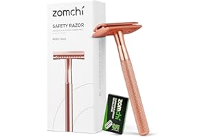 ZOMCHI RosÉgold golarka damska z 5 ostrzami do golenia, Safety Razor z Sch_Ne Box, pasuje do wszystkich dwustronnych ostrzy, bez tworzywa sztucznego