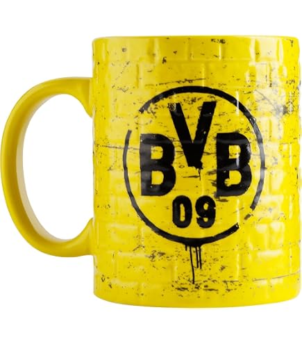 Tasse Borussia Dortmund BVB - Design Skyline Et Blason - Gris Pour Café Et Thé
