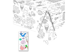 POPOYU Coloring Tablecloth for Kids,137*274cm Giant Colouring Table Cloth,Paper Tablecloths Ocean Rectangular Table Cover for Parties,Art Coloring Educational Tablecloth Party Supplies for Boys Girls
