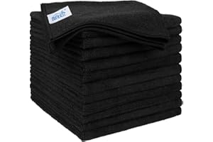 HOMEXCEL Lot de 12 chiffons de nettoyage en microfibre de qualité supérieure - 40,6 x 40,6 cm - Ultra absorbants - Ne peluchent pas et ne laissent pas de traces - Pour voiture, cuisine et fenêtre -