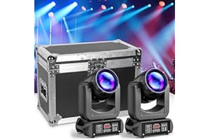 YESPICK 2 unidades 150W cabeza móvil LED luces para iluminación de escenario y Caja de transporte Fly case, luces de fiesta activadas por sonido para bodas, iglesias y eventos en vivo
