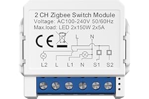 Yueyang ZigBee interruttore tuya intelligente Mini DIY modulo switch compatibile con Smart Life/Tuya app, Alexa e Google Home,2 Gang funziona con hub gateway zigbee 3.0 (1)