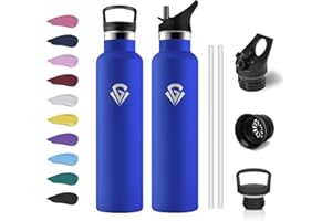 KOLLYKOLLA Bottiglia Termica 1L, Borraccia in Acciaio Inossidabile con Cannuccia e Filtro, Termos a Doppia Parete, Riutilizzabile, senza BPA, Borracce per Sport, Palestra, Yoga, Viaggio, Campeggio, Uffici