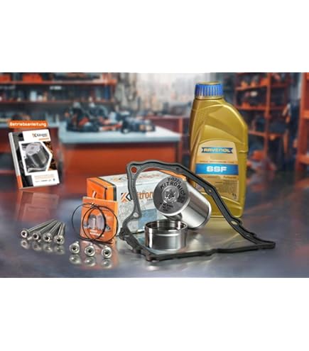 KITRONIC Drukaccumulator reparatieset DQ200 voor DSG, 7-speed mechatronica droge koppeling transmissie 0AM compatibel met VW | M-sleutel, afdichtingsset, oliebak, opslagbehuizing & 1 l Ravenol olie
