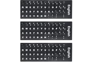 Lucocia 3 Stück English Tastaturaufkleber, Universal Tastatur Aufkleber English Universelle Aufkleber Ersatz Aufkleber für Laptop Tastatur Desktop Notebook Alphabet Aufkleber, Schwarz