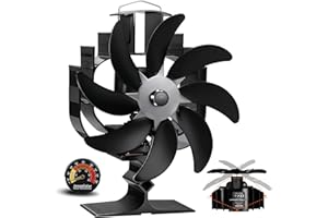 JossaColar 8-Blade Oscillating Log Burner Fan Heat Powered | Stove Fans Log Burners for Wood Burning Stove | Eco Fire Fan | Fireplace Accessories Tools