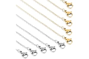 SALBSEVER 20 Stück Edelstahl Kette Damen Edelstahlkette 45cm Schmuck Halskette Gliederkette Silber Gold Halsketten DIY Kette Bordsteinketten mit Karabinerverschluss Bulk Schlangenkette für Schmuckherstellung