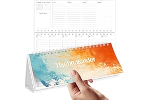 ‎SKYDUE SKYDUE Tischkalender 2026 Quer, Kalender 2026 Tischkalender, Wochenkalender 2026, Stehkalender Mit 1 Woche 2 Seiten, Terminkalender 29,7 X 11,7 Cm(Orange)