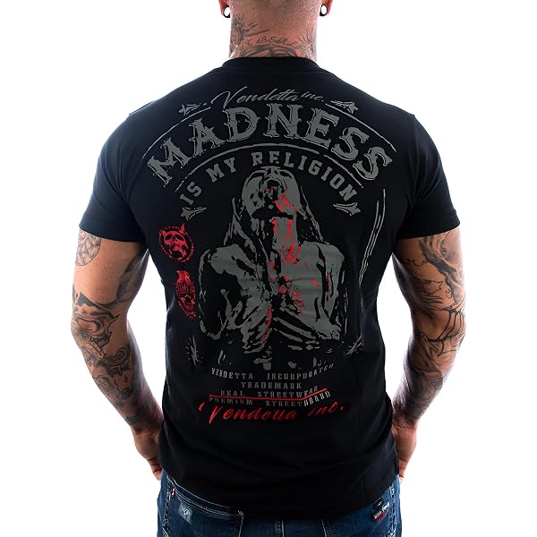 Vendetta Inc. T-Shirt Herren – Schwarz, Rundhals, Mit „My Life My Rules“ Print, Baumwolle