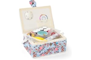 NOTIONSLAND Sewing Baskets for Home, Medium-Sized Sewing Box for Storage and Organisation, Sewing Basket with Accessories, Gift for Christmas, Thanksgiving, Mother's Day (Blue Pink)