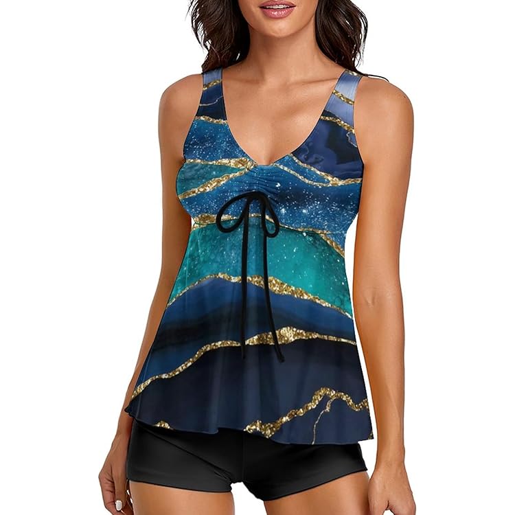Ecupper Tankini Damen Mit Shorts - Bauchweg Deckend & Push-Up