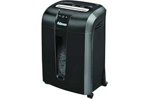 Fellowes 73Ci - Destructora trituradora de papel, corte en partículas, 12 hojas, color negro