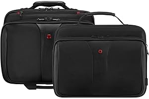 WENGER Patriot Ensemble de 2 Bagages pour Ordinateur Portable 17 Pouces, Sacoche Amovible pour Ordinateur Portable 15,6 Pouces, 25 l, Femmes Hommes, Bureau Affaires Voyages, Noir, 600662