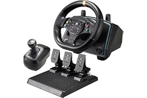 DOYO Gaming Steering Wheel with Shifter and Pedal, 900°&1080° PC Steering Wheel with Paddle Shifters, Hall Effect Pedal, Racing Steering Wheel for Xbox One, PC, Xbox Series X/S, PS3 and Switch