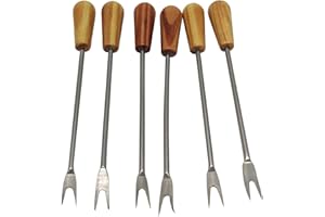 DOJA Barcelona | Pinchos para Caracoles | PACK 6 | Palillos Metalicos Reutilizables con Base de Madera | Mini Tenedores, utensilios para aperitivo, cocteleria, decoracion, entre otros usos...