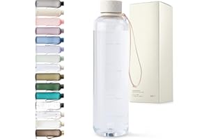 KIVY Butelka na napoje z tritanu, 1 l, nadaje się do napojów gazowanych i zabezpieczona przed wyciekiem, butelka na wodę 1 l, butelka na wodę 1 l, przezroczysta butelka na napoje, beżowa, nadaje się