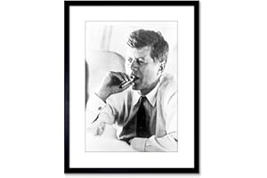 THE ART STOP Wee Blue Coo Photo President John Kennedy Smoke Cigar JFK Framed Wall Art Print
