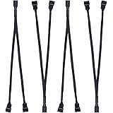 4 Pack PWM Fan Splitter Cable Y Splitter Computer PC Fan Power Cable 1 to 2 Converter, Black Sleeved Braided