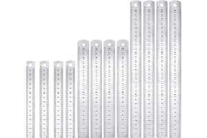LURORA2021 Metalowa linijka z nierdzewnej stali, narzędzie pomiarowe, 15 cm/20 cm/30 cm, 12 sztuk