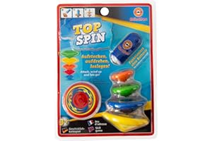 GÜNTHER FLUGSPIELE 1560 - Top Spin, gra zręcznościowa dla dzieci od 3 lat, zawiera 5 wirujących wierzchołków i starter, średnica ok. 4 - 8 cm, bez baterii, odpowiednia zabawa dla dzieci i dorosłych