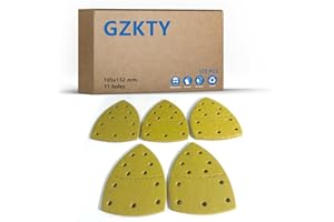 GZKTY Lote de 105 Hojas de Papel de Lija Triangular 105x152mm - 7 Granos (P40 a P400) - Compatible con Lijadoras PSM 100A, PSM 160, PSM 200AES, PSM 18 - Para Madera y Metal