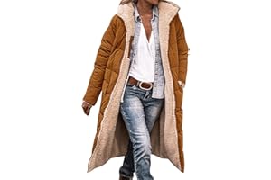HOOUDO Winter Coats for Women UK Warm Fleece Lined Overcoat Outerwear Full Zip Hooded Long Jackets Ladies Long Sleeve Down Jacket Longline Padded Puffer Coat Cardigans Quilted Raincoat Hoodies