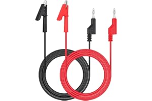 Hanibos Multimeter Test Leads 4 mm 19 A Banana Plug to Crocodile Clip Test Cable 1 Pair Measuring Cable for Multimeter 1 m Long Multimeter Accessories Flexible Measuring Cable for Laboratory