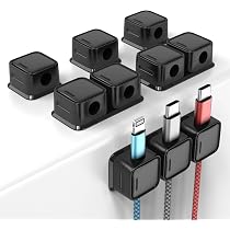 Organisateur De Câbles Magnétique Smofish - 6 Clips Inclus - Pour Bureau, Table De Chevet - Compatible Câbles USB-C, Lightning (max 4mm)