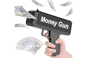 CPROSP Geld Pistole mit 100 Requisitengeld, Handheld Money Gun für Filme, Make It Rain, Geldpistole für Spiel, Party, Partyspiele,Hochzeitsfeier,Karneval, Schwarz