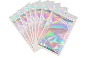 YAYAFUNFUN Mylar-Druckverschlussbeutel, Folienversiegelung, holografische Kunststoffverpackung, 8x13 cm, geruchsdicht, wiederverschließbar, für Proben und Lebensmittel