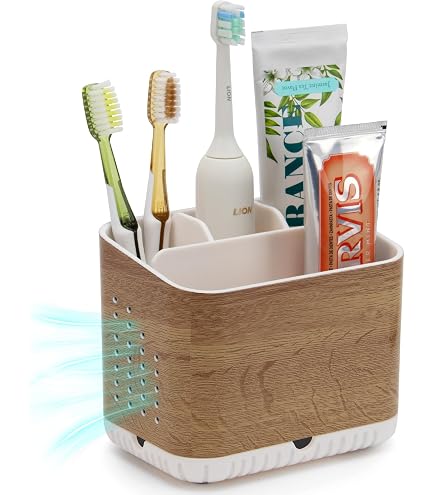 Portaspazzolino Verde Per Bambini Con Drenaggio E Vassoio Antigoccia - Organizer Bagno A Parete O Appoggio - 16,5x8,6x12,4 Cm
