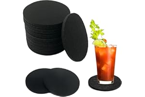 ‎LAEEYIN 16 Stück Filzuntersetzer Rund Rutschfester hitzebeständiger waschbarer Glasuntersetzer, Untersetzer Filz für Becher, Bier, Tisch, Bars-untersetzer gläser (schwarz)