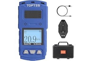 TopTes Guard-756 Upgraded O2 Monitor, Portable Oxygen Detector, 0.5s Fast Response, Rechargeable Oxygen meter, with Vibration, Visual & Sound Alarms, Dust and Explosion Proof, for Work, Home - Blue