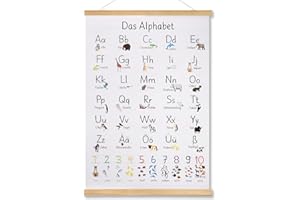 QinyOulhause ABC Poster für Kinder – Alphabet Zahlen Poster – Lernposter Kinder Einschulung Geschenk – Wanddeko für Kinderzimmer, Kindergarten, Vorschule, Grundschule – 40x60 cm