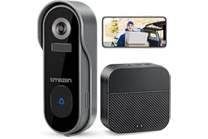 TMEZON Videocitofono wifi Video Campanello senza fili da Esterno,2K Citofono Telecamera con Suoneria,Allarme Antifurto,Rilevamento Umano PIR,Audio Bidirezionale,Batteria 4500 mAh,Storage SD/Cloud