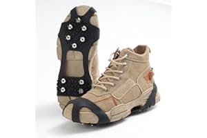 IRABEY Anti Rutsch Schuhspikes, Steigeisen, mit 10 Edelstahl Zähne Spike für Schuhe Winter, Antirutsch Spikes Glatteis, Steigeisen für Wandern Bergschuhe Stiefel