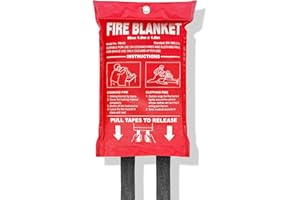 Putogesafe Löschdecke 100 * 100 cm, Feuerlöschdecke nach EN1869, Brandschutzdecke aus Glasfasertücher, Löschdecke für Küche, Haushalt, Wohnwagen, Zuhause, 1 Stück