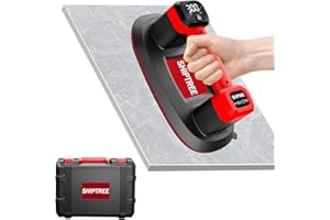 Shiptree Akku Saugheber 300 KG, Upgrade Saugheber mit 5000 mAh Akku, Auto Nachsaugfunktion,Doppelmotor für Starke Saugleistung, LCD Anzeige, für Fliesen, Glas, Holzplatten, Marmor & Möbel