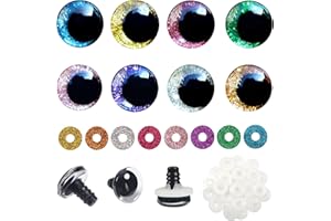 TOAOB THE ONE AND ONLY BABY TOAOB 32 Sets Glitter Safety Eyes 20mm Colourful Plastic Animals Puppet Eyes with Washers for Crochet Craft Puppet Amigurumis Making