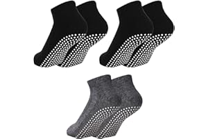 THIREI Skarpetki pilatesu, 3 pary skarpety do jogi, skarpety do jogi dla mężczyzn i kobiet, skarpety pilatesu do jogi, aerobiku i treningu, 2 czarne pary, 1 para ciemnoszare, nie, 35