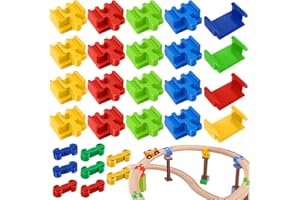 ROTKUSZ Lot de 28 Connecteurs de Voie de Train Jouets,compatibles avec Brio & Duplo, Connecteurs de Rail,Adaptateur pour Train Rail,Adaptateurs Pont Coffret d'Extension Rails Train, Wooden Train Accessories