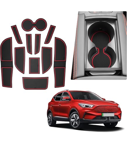 Tapis Caoutchouc MG ZS EV 2022-2024 - Protection Console Centrale Et Portes | Antidérapant Noir (Frein Électronique)