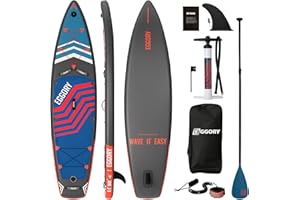 Eggory Juego de Tabla de Paddle Surf Hinchable, Ultraligera para Todos Niveles de dificultad, Tabla Paddle Surf, Remo Adj, hinchador, Mochila Viaje ISUP, Correa, Bolsa Impermeable 335 * 81 * 15