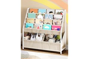 CHOEZON Kids Bookshelf, 4-Tier Bookshelf for Kids, Large Capacity Children's Bookcase, Toddler Book Shelf for Kids Room, Nursery, Playroom, Beige DTCW09WM