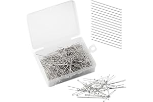 MXTIMWAN Alfileres de Costura, 500 Agujas de Coser 35 mm, Pines Cabeza Satén Finos, Cabeza Acero, Rectos, Largos para Sastre, Fabricación de Joyas y Manualidades