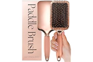 ‎LILY ENGLAND Haarbürste ohne Ziepen - Bürste zum Entwirren - Frauen Geschenk - Paddle Brush - Angenehme Borsten für die Haare & Kopfhaut - Bürste für alle Haartypen (Roségold & Schwarz)