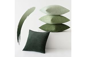 Slozzi 4er Set Kordsamt Kissenbezug Kissenbezüge Kissenhülle Sofakissen Dekokissenbezug Couchkissen Weich für Sofa Schlafzimmer Wohnzimmer Büro, 40x40 cm, Grün Serie